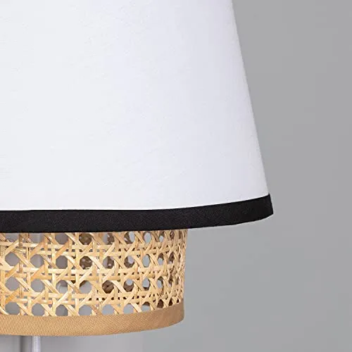 LEDKIA LIGHTING Applique Murale Rotin Marya 290x150x300 mm Naturel E14 Rotin, Textile, Métal pour Décoration Salon, Chambre, Cuisine