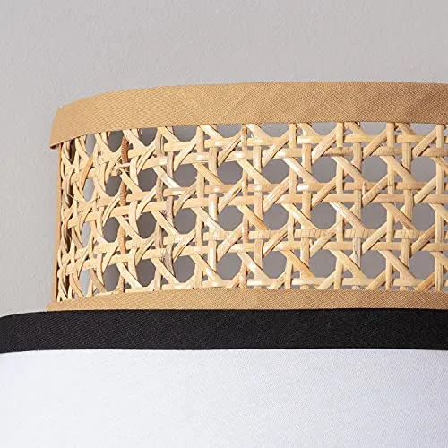 LEDKIA LIGHTING Applique Murale Rotin Marya 290x150x300 mm Naturel E14 Rotin, Textile, Métal pour Décoration Salon, Chambre, Cuisine
