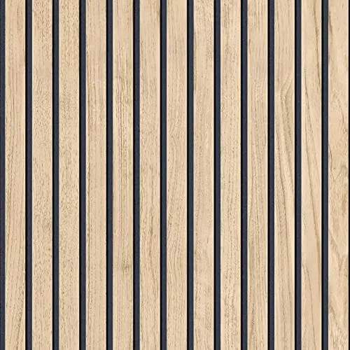 Belgravia Decor Panacea Papier Peint Lattes Bois Chêne Clair - Beige/Noir - Belgravia 1158