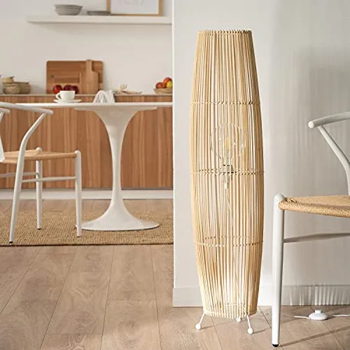 LEDKIA LIGHTING Lampadaire Bambou Komu 1000x250 mm Naturel E27 Bambou pour Décoration Salon, Chambre, Cuisine
