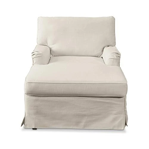 Loberon Méridienne Myersville - Bois de pin, Polyester, Lin - H/L/P env. 84/91/148.5 cm - crème