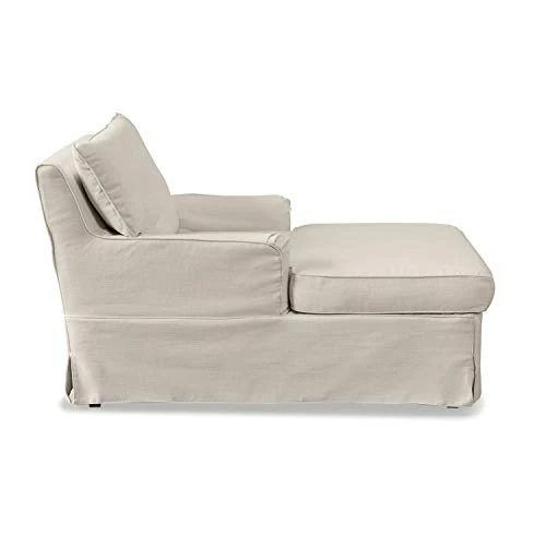 Loberon Méridienne Myersville - Bois de pin, Polyester, Lin - H/L/P env. 84/91/148.5 cm - crème
