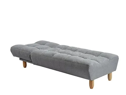 Vente-unique - Méridienne clic clac en Tissu Esteban - Gris