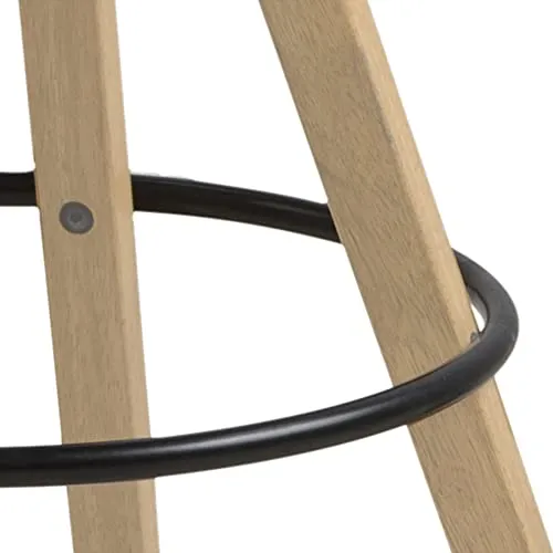 Marque Amazon - Movian Arendsee - Lot de 2 tabourets de bar, 55 x 48,5 x 111,5 cm (longueur x largeur x hauteur), Noir/ pieds en hévéa finition chêne huilé