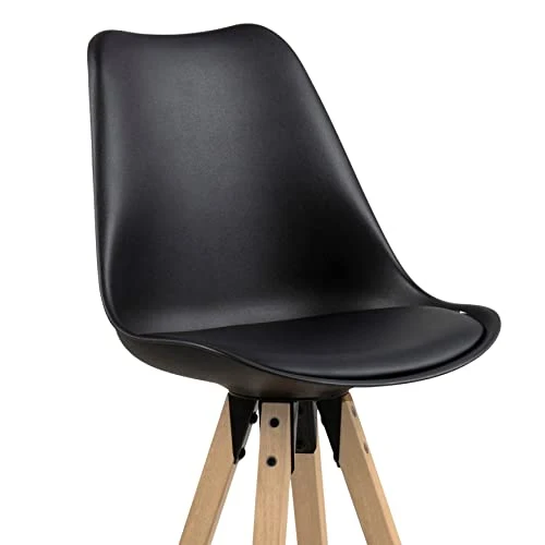 Marque Amazon - Movian Arendsee - Lot de 2 tabourets de bar, 55 x 48,5 x 111,5 cm (longueur x largeur x hauteur), Noir/ pieds en hévéa finition chêne huilé