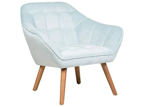Beliani - Fauteuil - Karis - en Velours, Bleu Clair
