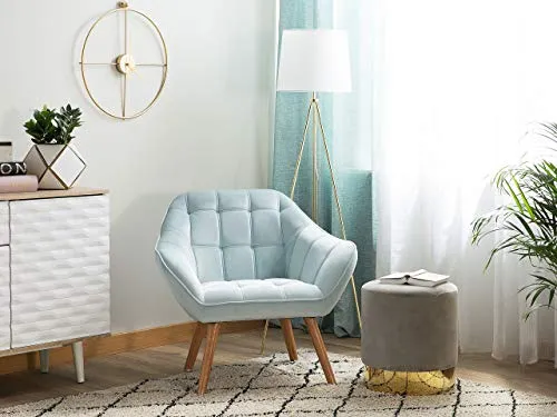 Beliani - Fauteuil - Karis - en Velours, Bleu Clair