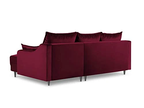 Velours Canapé d'angle Réversible Convertible avec Coffre De Rangement, Lilas, 4 Places, Rouge, 220x150x90