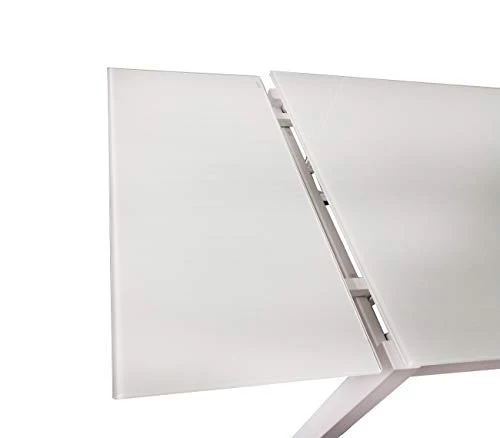 Meubletmoi Table de Repas Extensible 120/200 cm rectangulaire Compact Plateau Verre Blanc - Design Contemporain - Angela