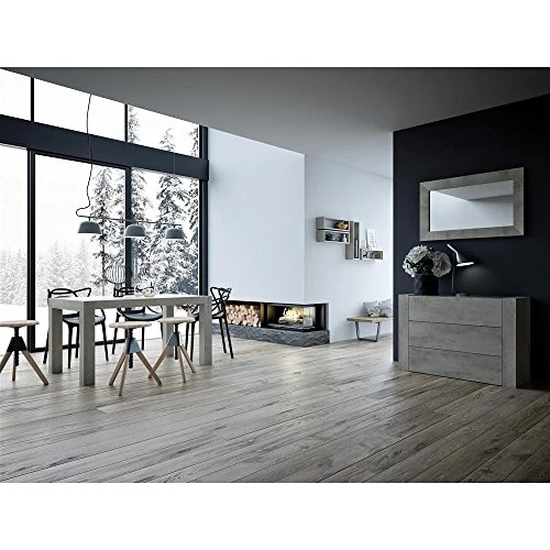 MOBILI FIVER, Table Extensible Cuisine, Iacopo, Ciment, 140 x 90 x 77 cm, Mélaminé, Made in Italy