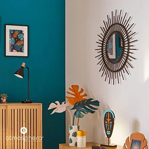 Atmosphera - Miroir en rotin Soleil D 76 cm Coloris Noir
