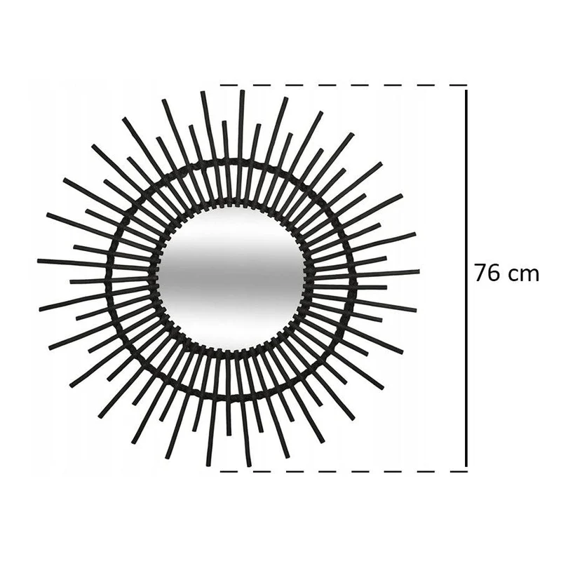 Atmosphera - Miroir en rotin Soleil D 76 cm Coloris Noir