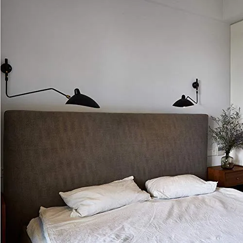 VOMI Applique Murale Industrielle Interieur RéTro Lampe Murale Avec Interrupteur Spots Muraux Orientable Bras RéGlable Extensible à Long Rotatif Abat-Jour E27 Lampe de Mur Avec Prise, Noir,95*40cm