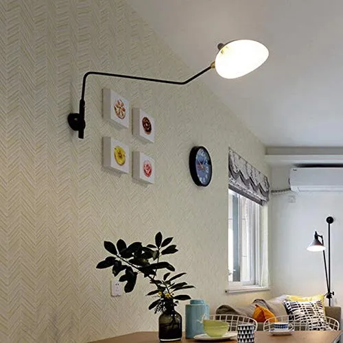 VOMI Applique Murale Industrielle Interieur RéTro Lampe Murale Avec Interrupteur Spots Muraux Orientable Bras RéGlable Extensible à Long Rotatif Abat-Jour E27 Lampe de Mur Avec Prise, Noir,95*40cm
