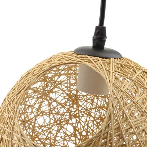Tubayia Suspension boule en rotin avec douille E27 et câble