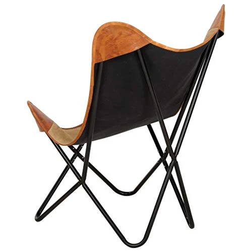 vidaXL Butterfly Fauteuil Papillon en Cuir véritable Marron