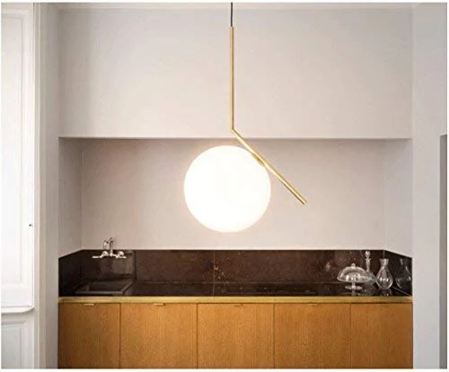 GHJA Suspension sphérique à la Mode Moderne, Suspension en Fer doré et Lustre en Verre (30 cm)