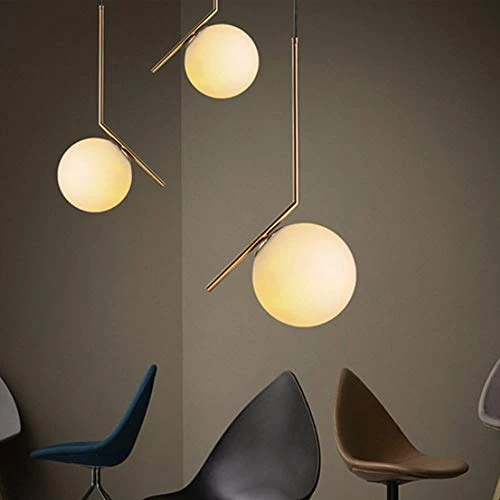 GHJA Suspension sphérique à la Mode Moderne, Suspension en Fer doré et Lustre en Verre (30 cm)