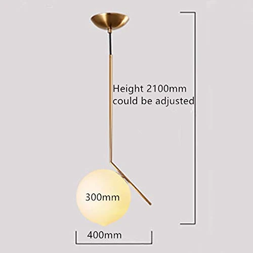 GHJA Suspension sphérique à la Mode Moderne, Suspension en Fer doré et Lustre en Verre (30 cm)