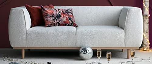 Miliboo Canapé 2-3 Places scandinave en Tissu Effet Laine bouclée écru Morris