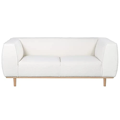 Miliboo Canapé 2-3 Places scandinave en Tissu Effet Laine bouclée écru Morris