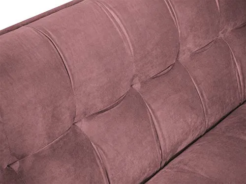 Canapé Velours Convertible, Canna, 3 Places, Rose, 225x100x85