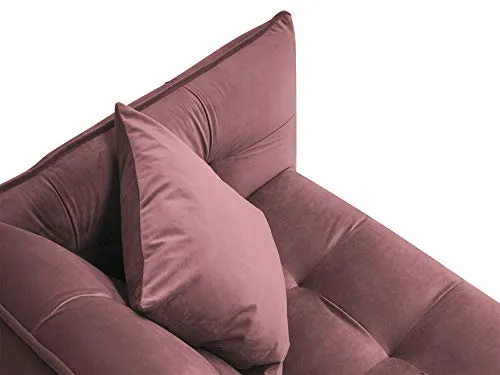 Canapé Velours Convertible, Canna, 3 Places, Rose, 225x100x85