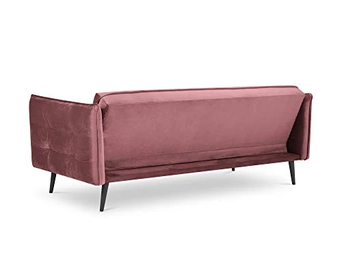 Canapé Velours Convertible, Canna, 3 Places, Rose, 225x100x85