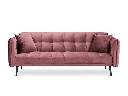 Canapé Velours Convertible, Canna, 3 Places, Rose, 225x100x85