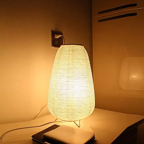 J.SUNUN Lampe de table, lampe de chevet de chambre à coucher de style japonais, petite lampe de table, lampe d’alimentation chaude, lampe créative, lampe de papier de riz, lumière ambiante douce