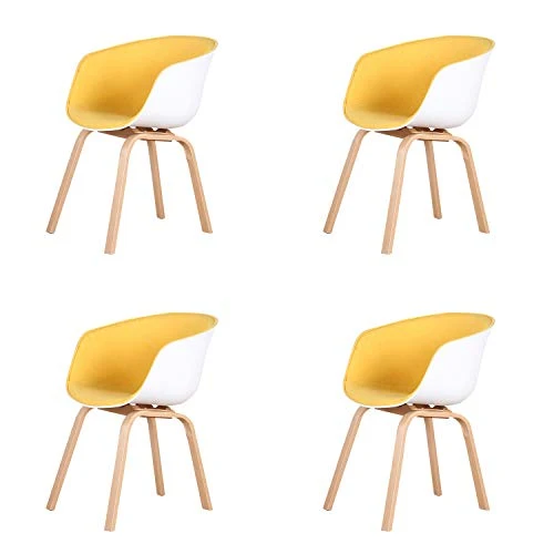 Un lot de quatre chaises de salle à manger de style scandinave rétro avec pieds en métal, adaptées pour le salon, la chambre à coucher, une salle de jeux
