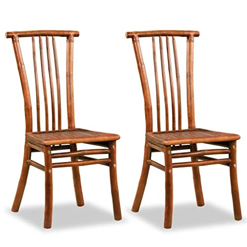 binzhoueushopping Lot de 2 chaises de Salle à Manger Chaise de Cuisine en Bambou Marron 43 x 56 x 98 cm