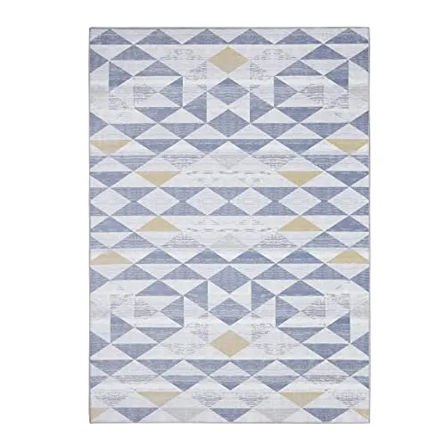 BEDSURE Tapis Salon 120x170 - Grand Tapis de Salon Moderne Polis Ras, Tapis Chambre Motif Géométrique,Jaune