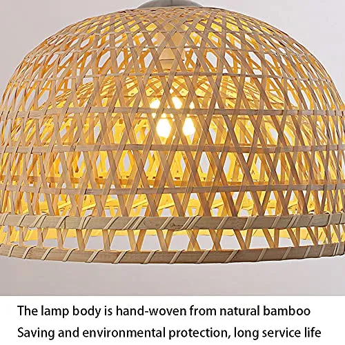 YAZAHOH Suspension en Bambou Tissé Suspension Naturelle Simple Tissée À La Main Lampe Suspendue De Ferme Créative Lustre en Rotin pour Salle À Manger Chambre
