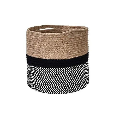 Paniers En Corde Coton, Panier à Linge En Corde Coton, Panier Rangement Tissé Corde Coton, 28 x 28 cm Pliable Panier Rangement Salle Bain pour Jouets, Fournitures d'Artisanat, Stockage Vêtements