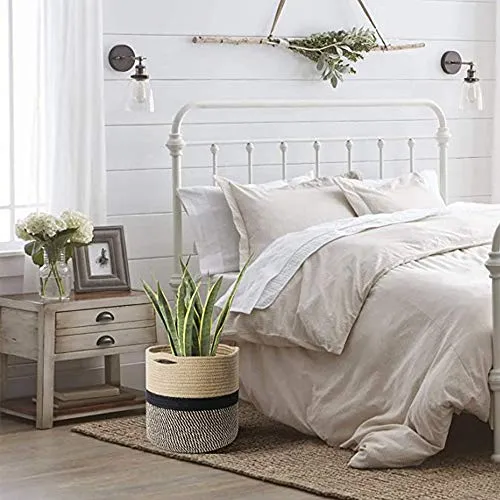 Paniers En Corde Coton, Panier à Linge En Corde Coton, Panier Rangement Tissé Corde Coton, 28 x 28 cm Pliable Panier Rangement Salle Bain pour Jouets, Fournitures d'Artisanat, Stockage Vêtements