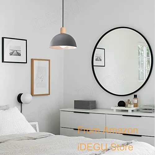 iDEGU Lustre Suspension Rétro Suspension Luminaire Moderne Style Demi-Cercle Plafonnier E27 en Bois Métal Lampe Suspension pour Chambre Salle à Manger Cuisine, Ø 20CM (Gris 1 pack)