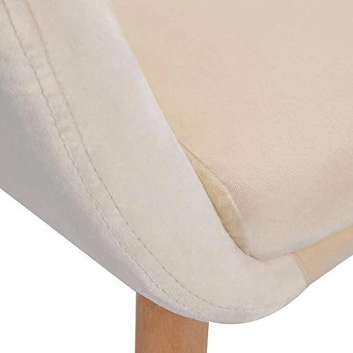 WOLTU Lot de 4 Chaises de Salle à Manger Chaise de Loisirs en Velours et Bois Massif,Chaises de réception Crème Blanc BH95cm-4