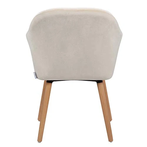 WOLTU Lot de 4 Chaises de Salle à Manger Chaise de Loisirs en Velours et Bois Massif,Chaises de réception Crème Blanc BH95cm-4