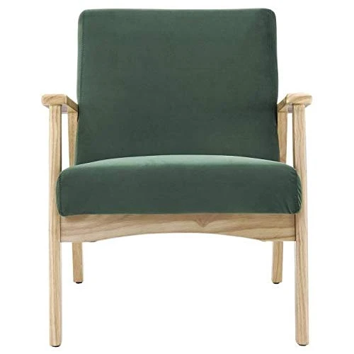 Générique Tulio Fauteuil scandinave - Tissu Vert et Bois Massif - L 63 x P 78 x H 75 cm