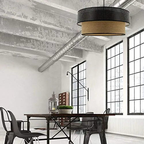 Metropolight ISU3771020 Suspension Double Cylindre, PVC, 60 W, Marron/Noir