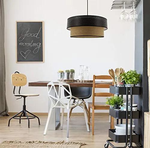 Metropolight ISU3771020 Suspension Double Cylindre, PVC, 60 W, Marron/Noir
