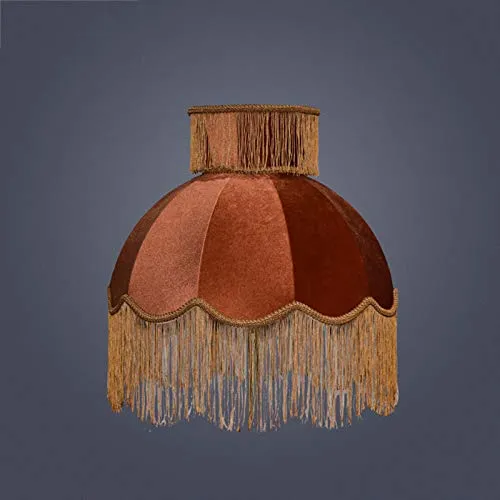 MYYINGBIN Abat-Jour en Tissu De Couleur Caramel Velours avec Pompon, Abat-Jour Fait Main pour Lampe De Chevet Lampadaire, Décor à La Maison