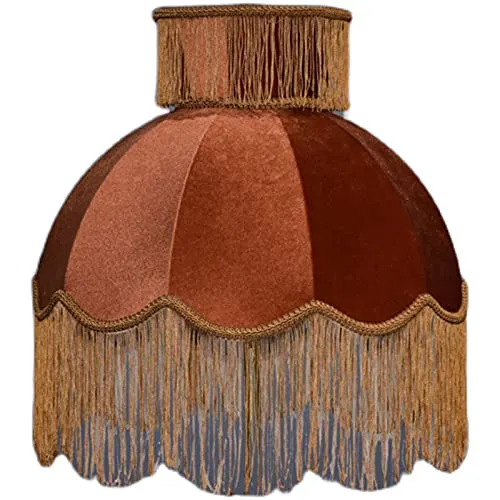 MYYINGBIN Abat-Jour en Tissu De Couleur Caramel Velours avec Pompon, Abat-Jour Fait Main pour Lampe De Chevet Lampadaire, Décor à La Maison
