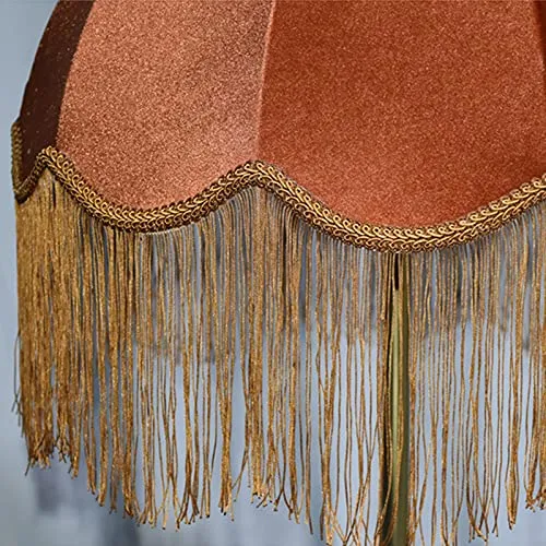 MYYINGBIN Abat-Jour en Tissu De Couleur Caramel Velours avec Pompon, Abat-Jour Fait Main pour Lampe De Chevet Lampadaire, Décor à La Maison