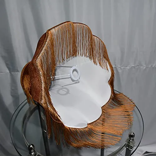MYYINGBIN Abat-Jour en Tissu De Couleur Caramel Velours avec Pompon, Abat-Jour Fait Main pour Lampe De Chevet Lampadaire, Décor à La Maison