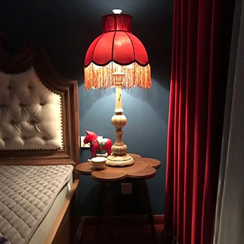 MYYINGBIN Abat-Jour en Tissu De Couleur Caramel Velours avec Pompon, Abat-Jour Fait Main pour Lampe De Chevet Lampadaire, Décor à La Maison