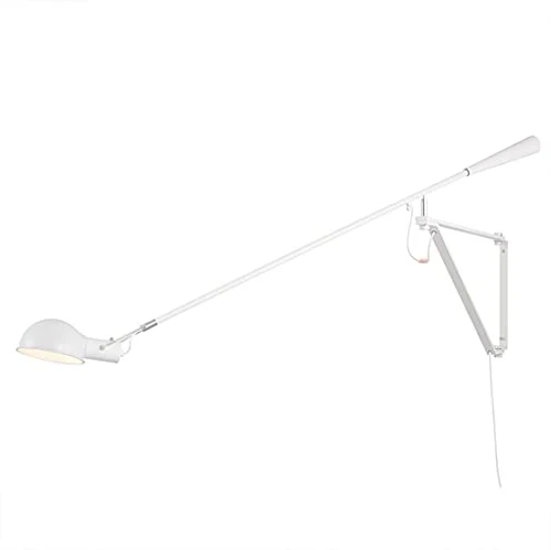 HMAKGG Applique Murale Vintage Réglable Noir Métal Lampe Murale Industrielle Rétro Lampe de Mur Intérieur Eclairage Compatible avec E27 Base pour Chambre à Coucher Salon Loft Barres,Blanc