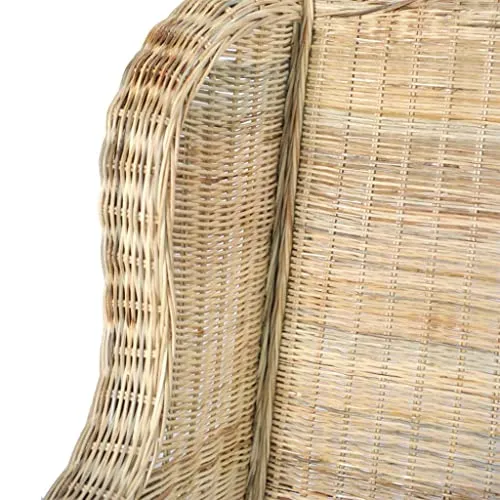 vidaXL Canapé avec Coussin Fauteuil de Salon Chaise de Canapé Salle de Séjour Maison Intérieur Chambre à Coucher Rotin Naturel et Lin