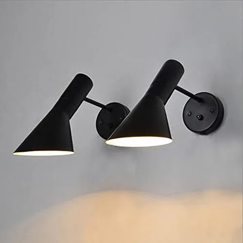 1 Light Applique murale moderne en métal noir et blanc avec abat-jour réglable pour chambre à coucher, café, bar, allée, lampe murale E27 (Blanc)